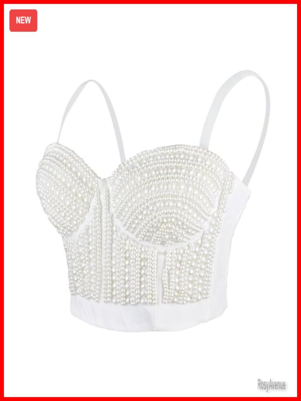 Pearls Beaded Bustier Crop Top Corset Bra Strapless Party Clubwear